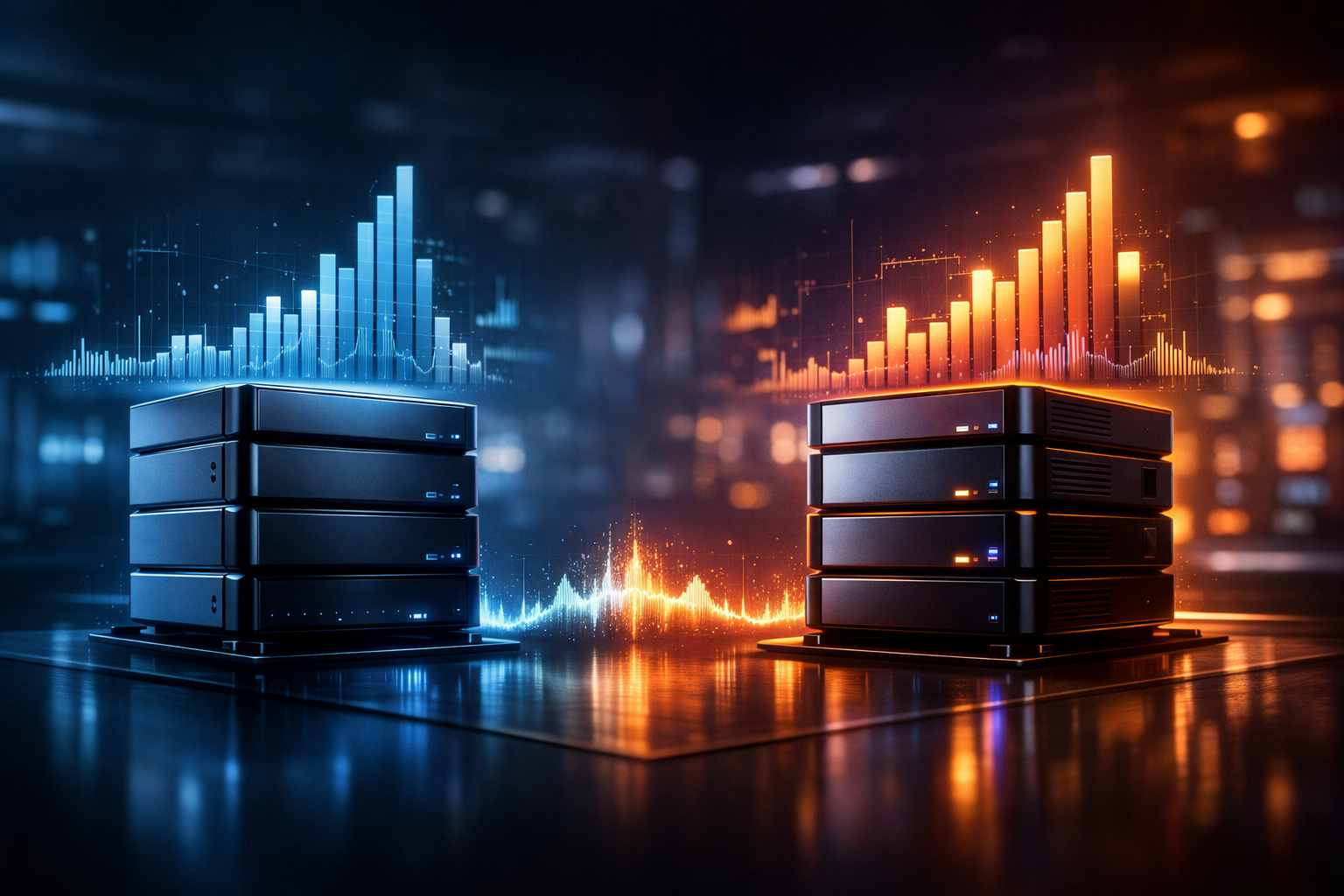 Icecast vs Shoutcast performance chart comparing latency, stability, and listener load
