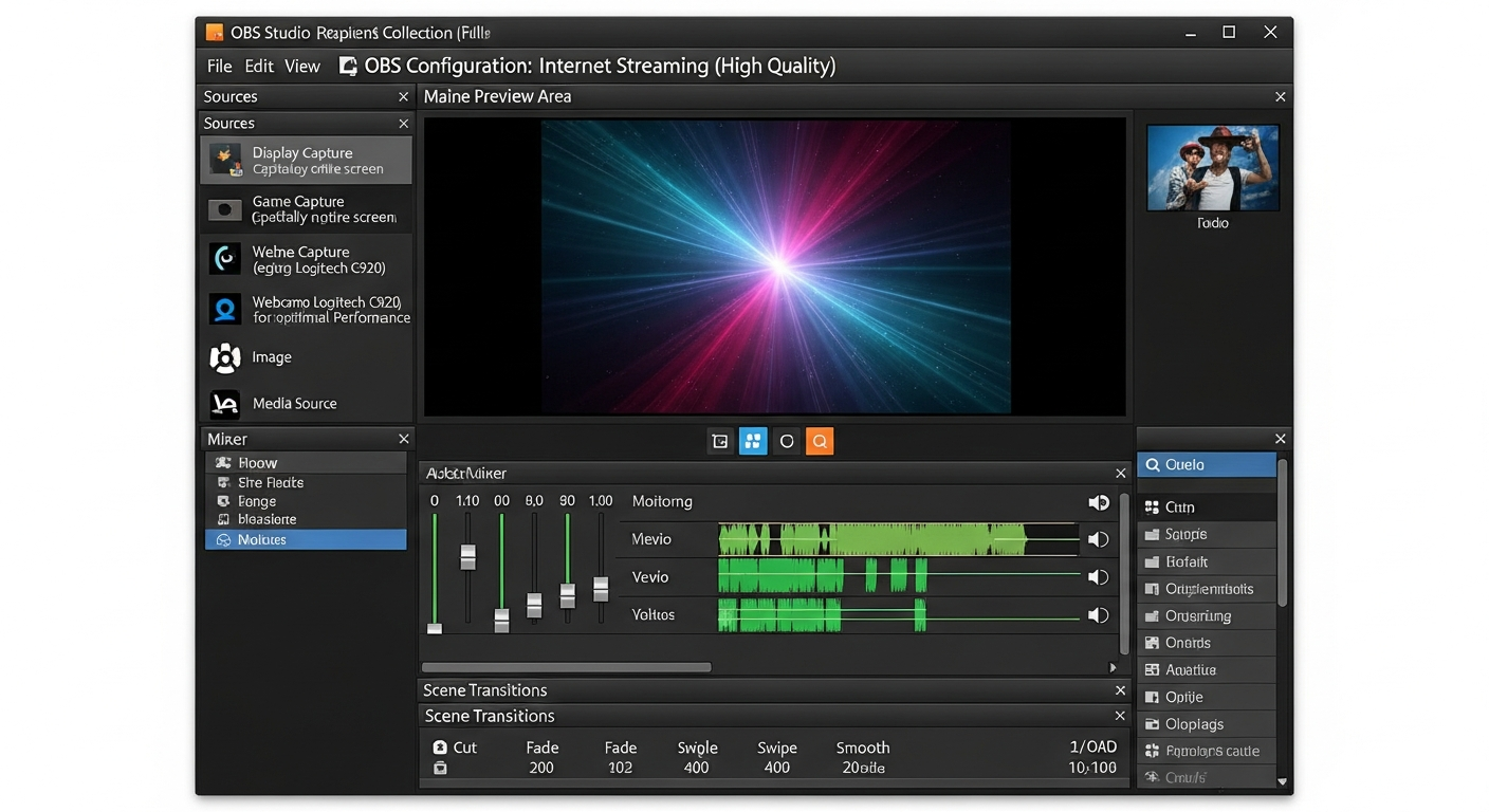 OBS Studio configuration interface for Shoutcast Net streaming