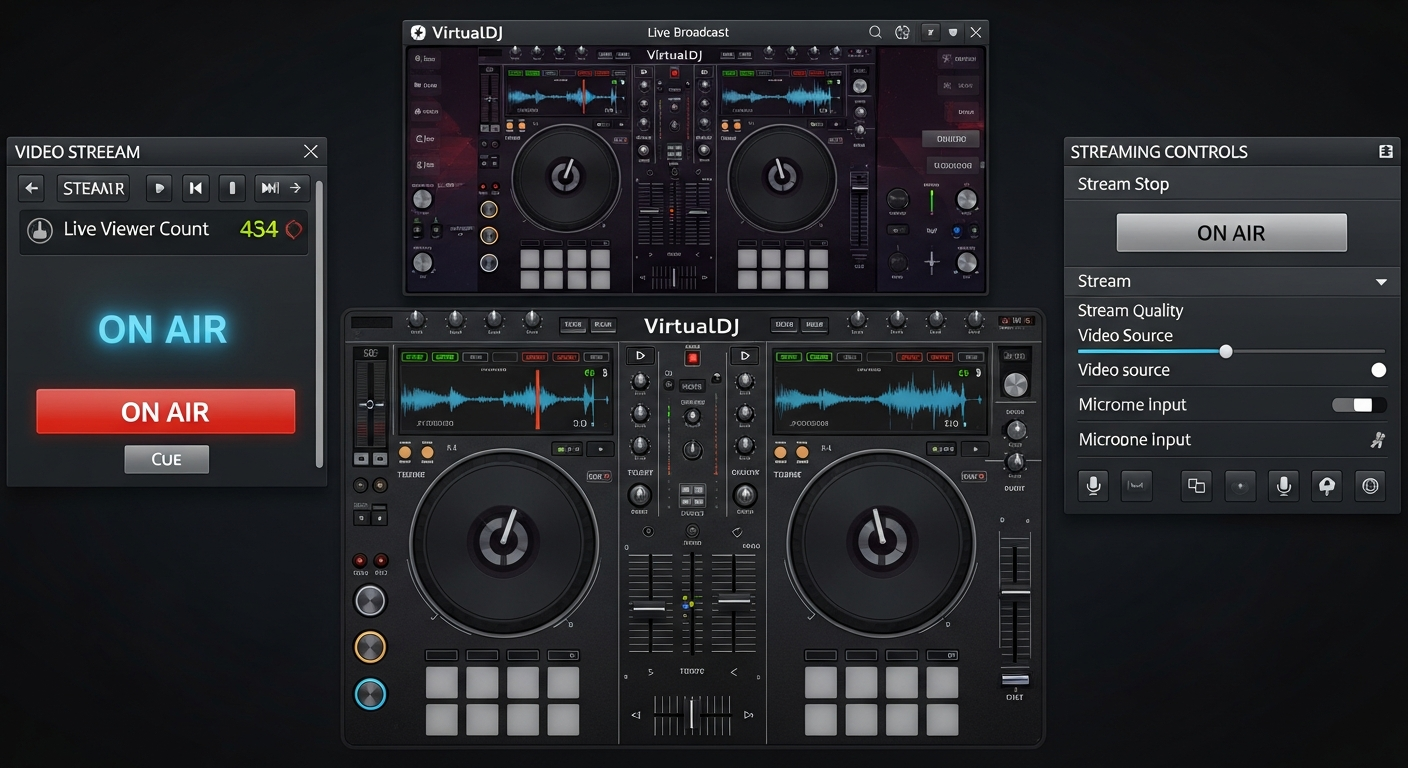 configure virtualdj live broadcating